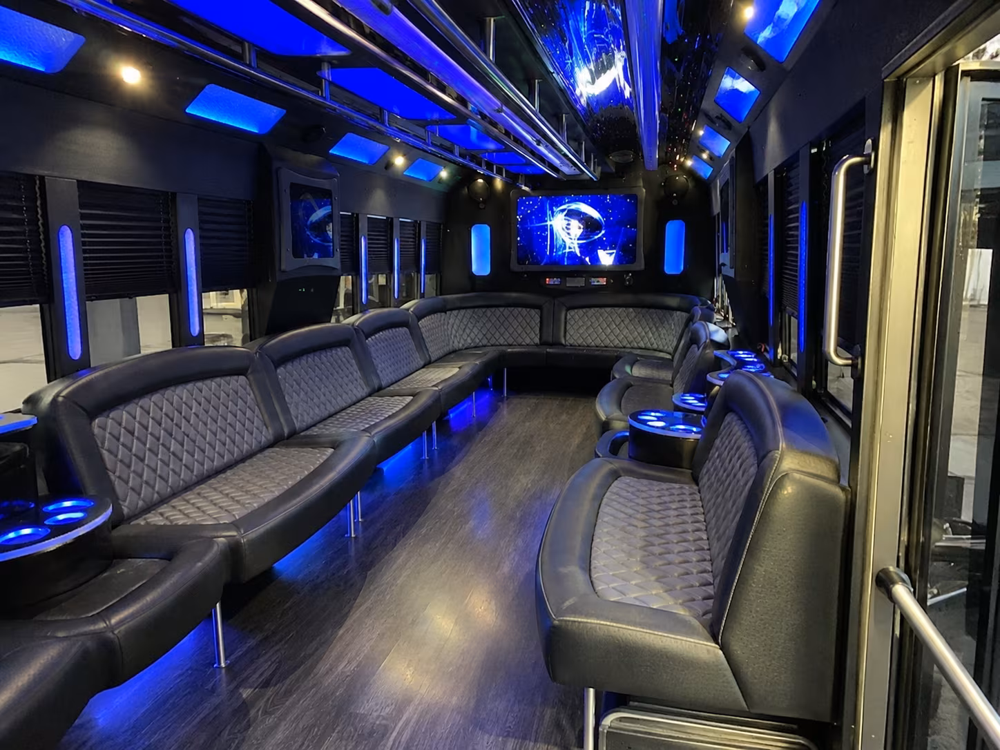 Passenger seating aboard a party bus rental serving Memphis