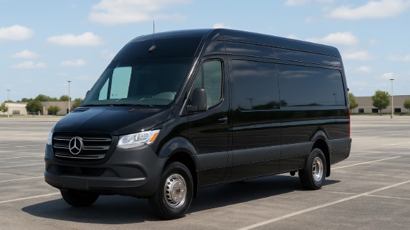Exterior of Charter Bus Company Clarksville's 14 Passenger Sprinter Limousine in Clarksville