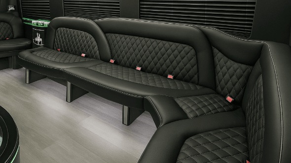 Interior of Charter Bus Company Little Rock's 14 Passenger Sprinter Limousine in Little Rock