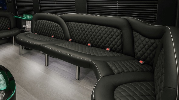 Interior of Charter Bus Company Nashville's 15 Passenger Party Bus in Nashville