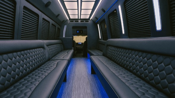 Interior of Charter Bus Company Nashville's 28 Passenger Party Bus in Nashville