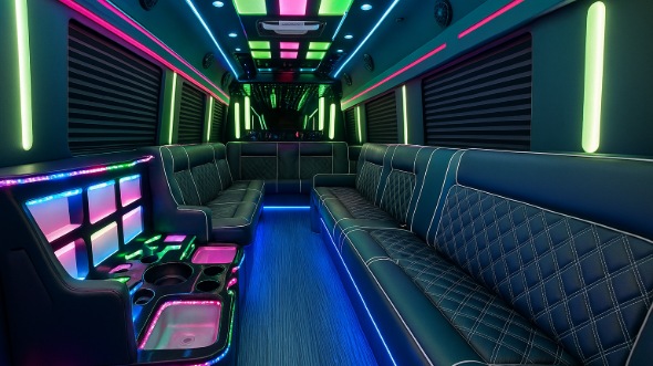 Interior of Charter Bus Company Clarksville's 30 Passenger Party Bus in Clarksville