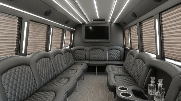 Interior of Charter Bus Company Clarksville's 40 Passenger Party Bus in Clarksville