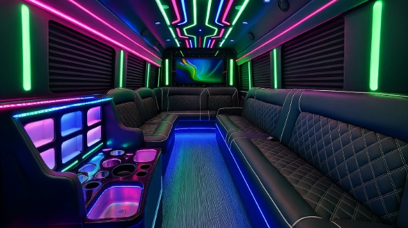 Interior of Charter Bus Company Jackson's 40 Passenger Party Bus in Jackson