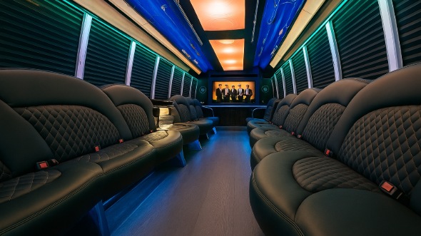 Interior of Charter Bus Company Jonesboro's 50 Passenger Party Bus in Jonesboro