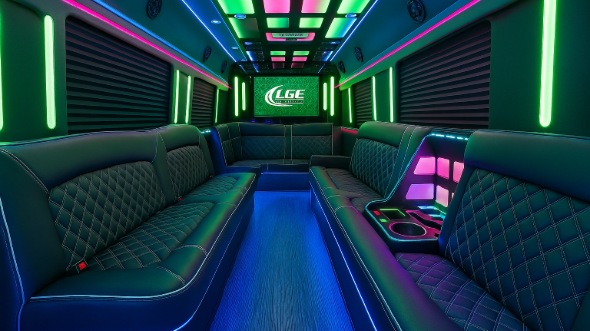 Interior of Charter Bus Company Murfreesboro's 50 Passenger Party Bus in Murfreesboro